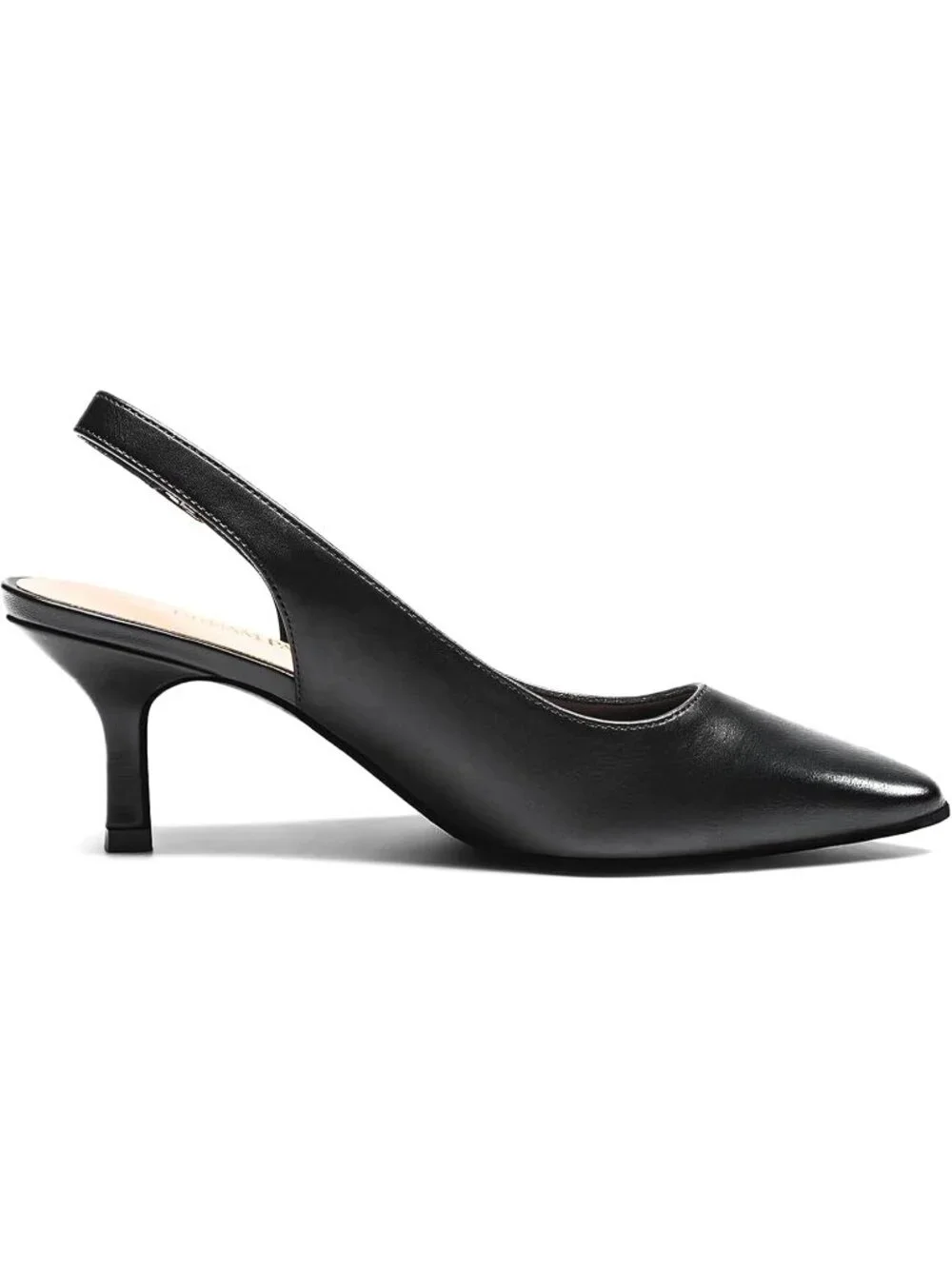 Dream Pairs Women's Black Pointed Toe Faux Leather Kitten Slingback Heels